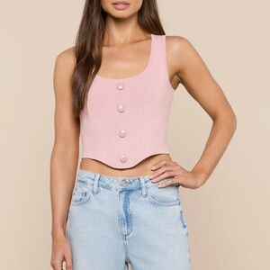 L'AGENCE Dove Knit Corset Top in Misty Rose